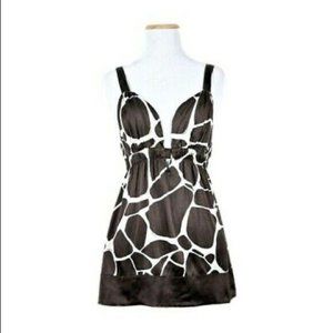 BEBE Brown/White Giraffe Print Plunge Front XS